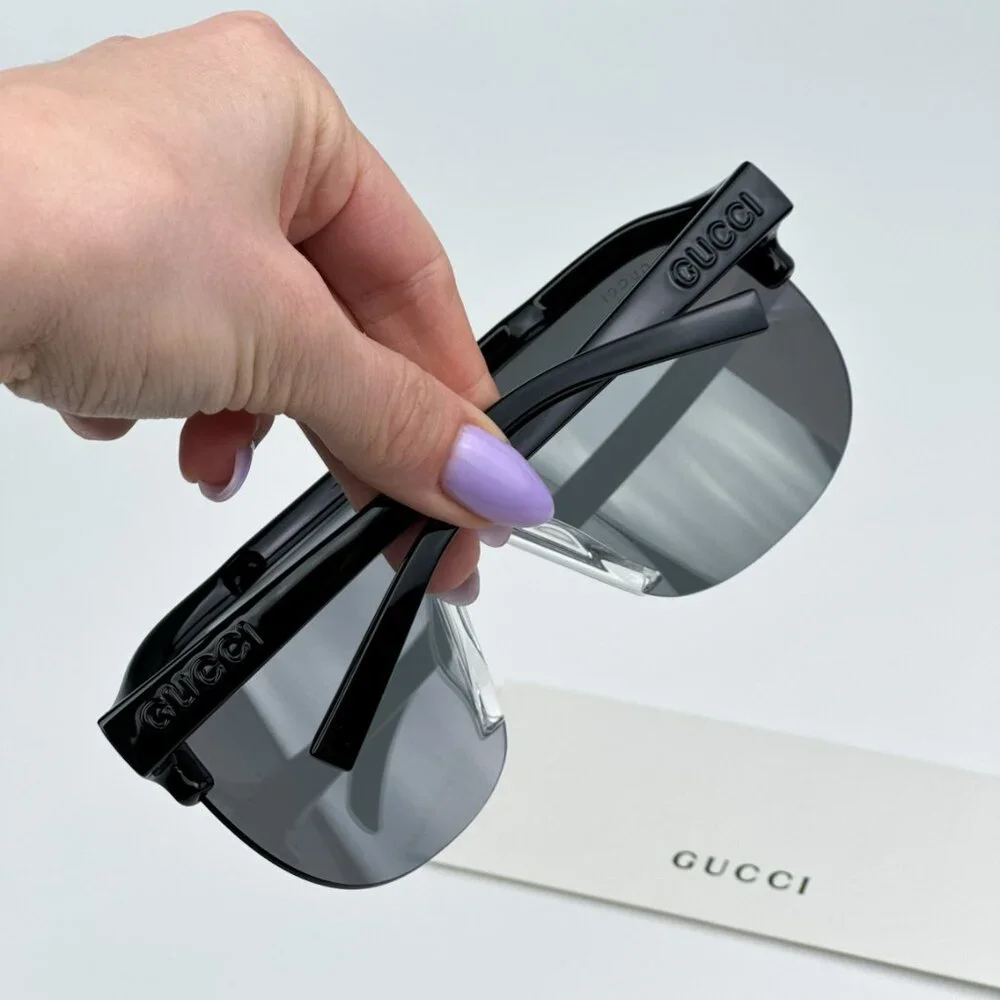 Gucci GG1645S 003 BRAND NEW Sunglasses Black Grey Silver Mirrored Unisex Mask